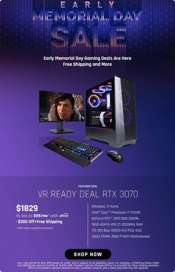 VR Ready Deal RTX 3070 Starting $1829 after $300 Off + Free Shipping