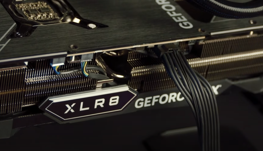 close up of geforce rtx xlr8 graphics card