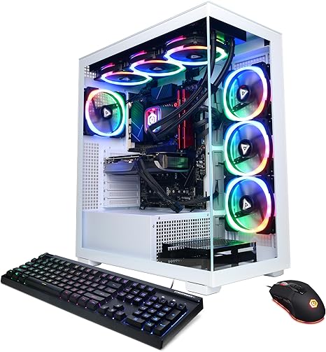 Tall white gaming pc with glass on all sides. Part of the best gaming pcs around $2000