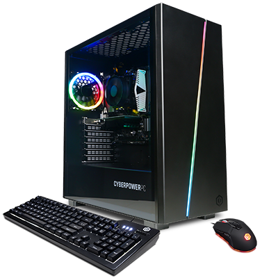 black gaming pc with rainbow lights in diagonal line - best gaming pcs under $1500