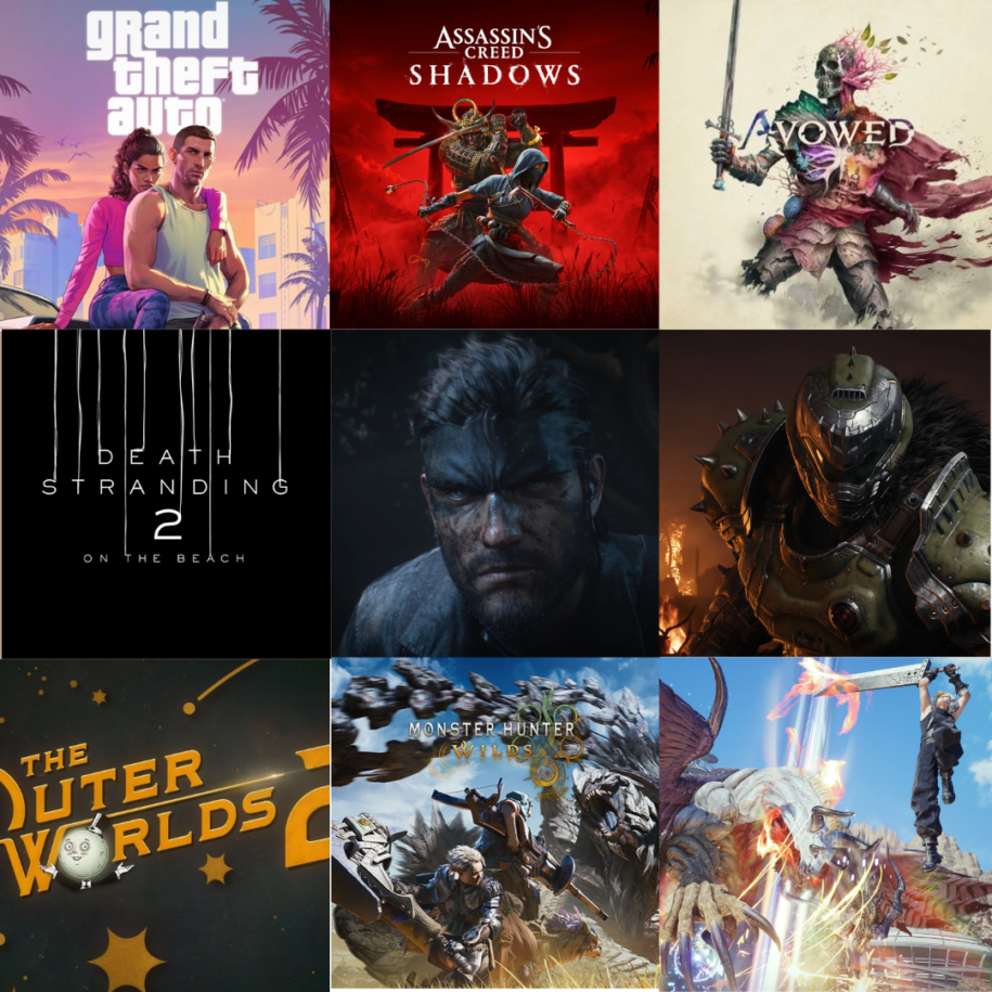 3x3 grid of photos of PC Games releasing in 2025.