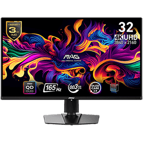 32" MSI MAG 321UP QD-OLED 4K 3840x2160 (UHD) 165Hz refresh rate, and rapid 0.03ms (GtG) QD-OLED Gaming Monitor