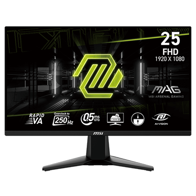 25" MSI MAG 255XFV 1920x1080 (FHD) Rapid VA 0.5ms, 250Hz OC HDR Ready Adaptive-Sync Gaming Monitor