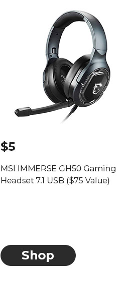 $5 MSI IMMERSE GH50 Gaming Headset 7.1 USB ($75 Value)
